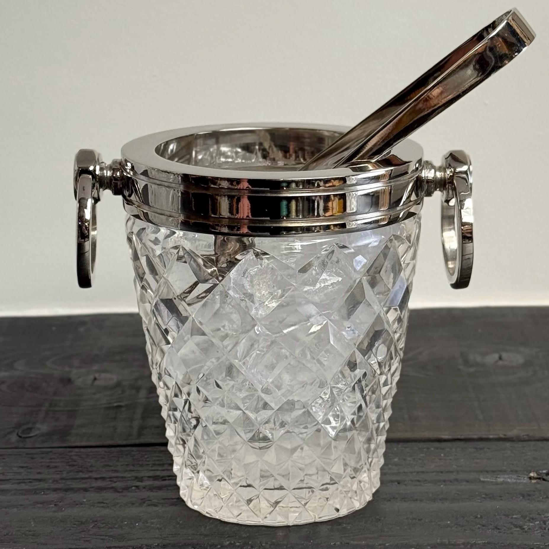 Luxury 3 Piece Solid Glass Hand Cut Engraved Wine & Champagne Ice Cooler