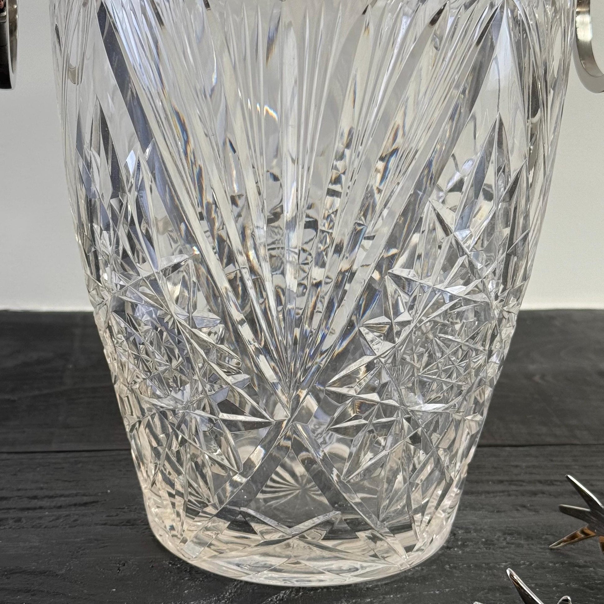 Luxury 3 Piece Solid Glass Hand Cut Engraved Wine & Ice Cooler Champagne French Bucket