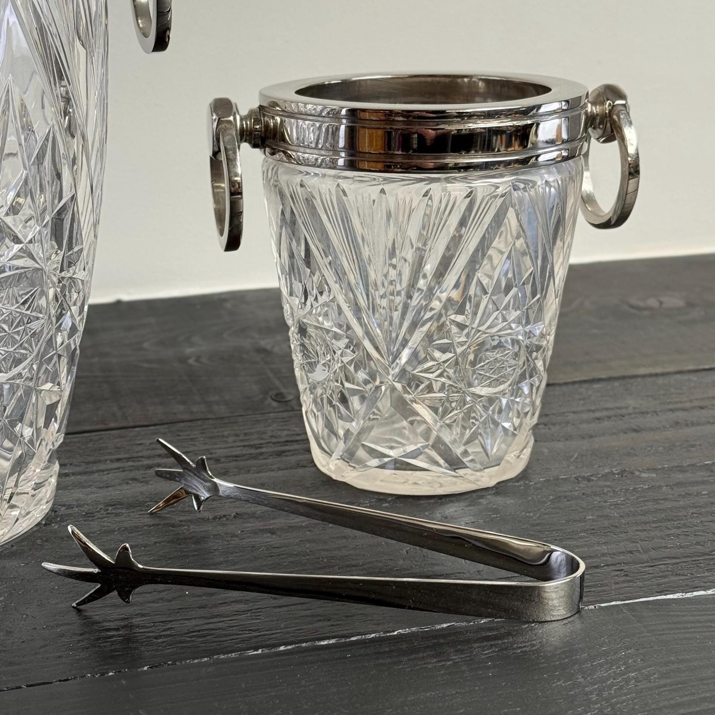 Luxury 3 Piece Solid Glass Hand Cut Engraved Wine & Ice Cooler Champagne French Bucket