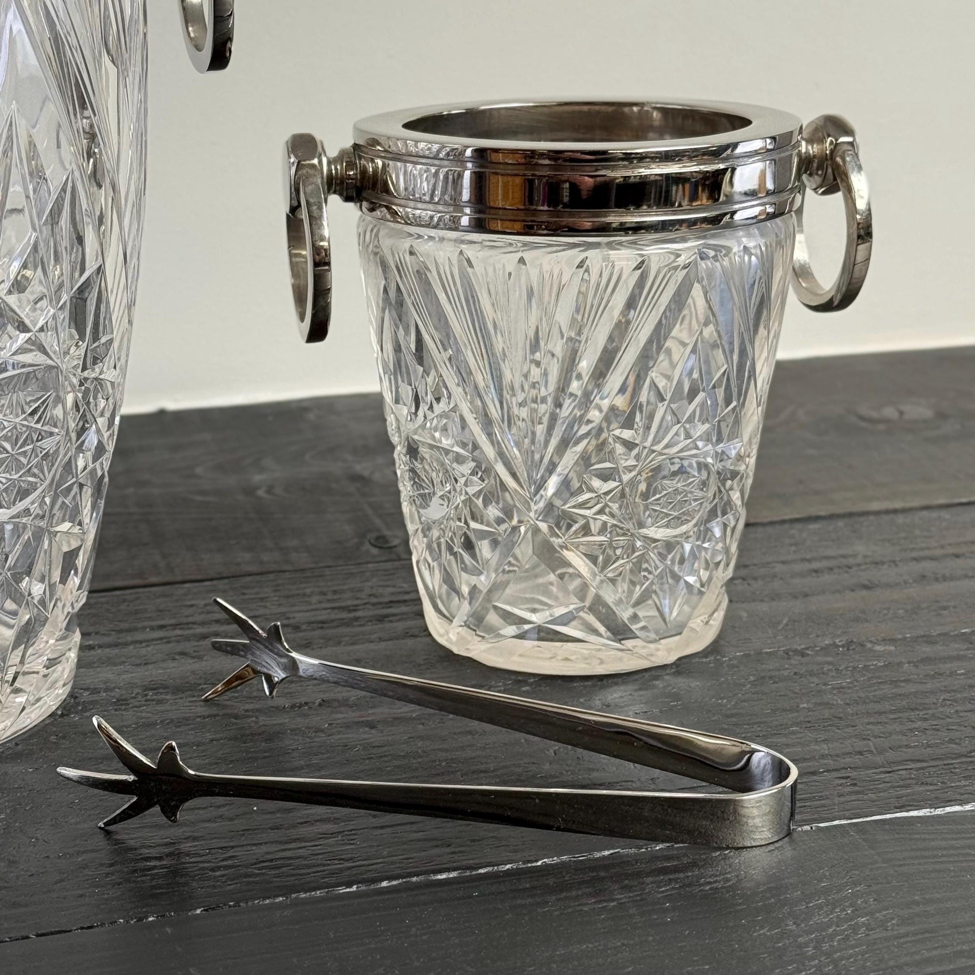 Luxury 3 Piece Solid Glass Hand Cut Engraved Wine & Ice Cooler Champagne French Bucket