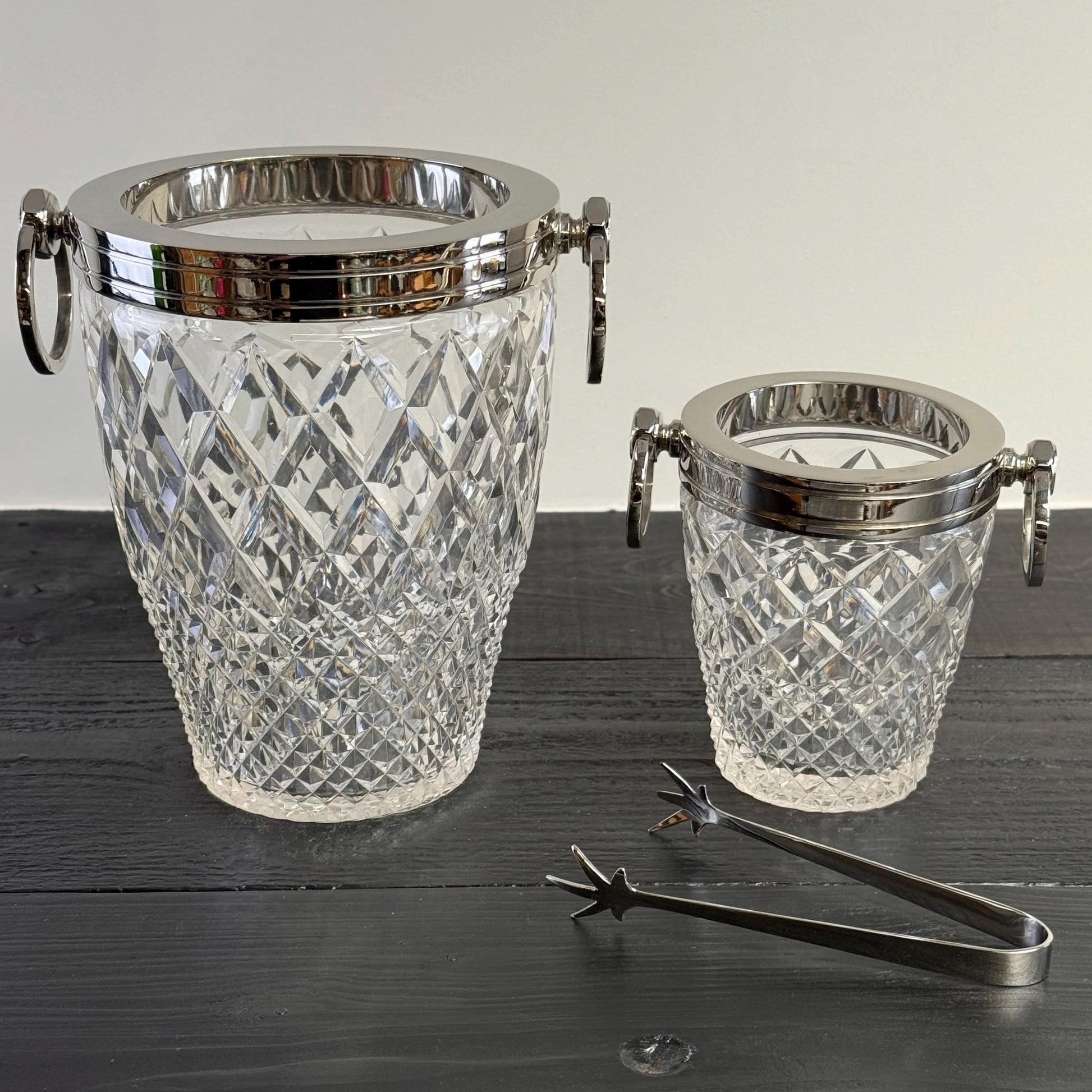 Luxury 3 Piece Solid Glass Hand Cut Engraved Wine & Champagne Ice Cooler