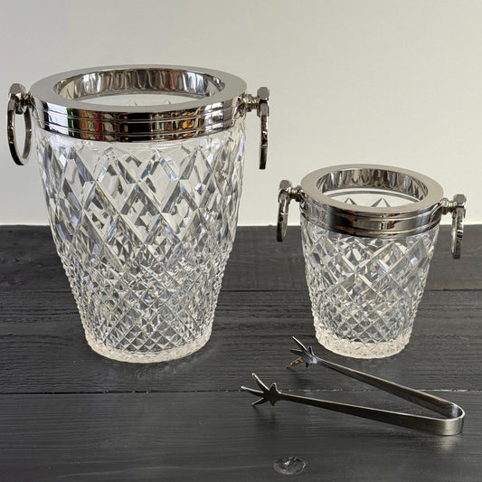 Luxury 3 Piece Solid Glass Hand Cut Engraved Wine & Champagne Ice Cooler