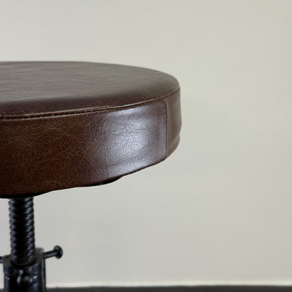 Vice Clamp Industrial Solid Bar Stool Wood or Leather Top Solid Cast Metal Base | Vintage Style | Floor Standing