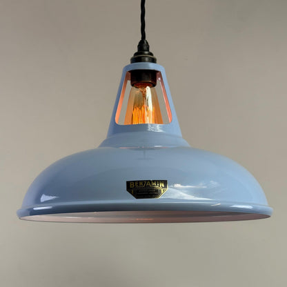 Cawston XL - Sky Blue Slotted Lampshade Pendant Set Light *Worn* - 14 Inch