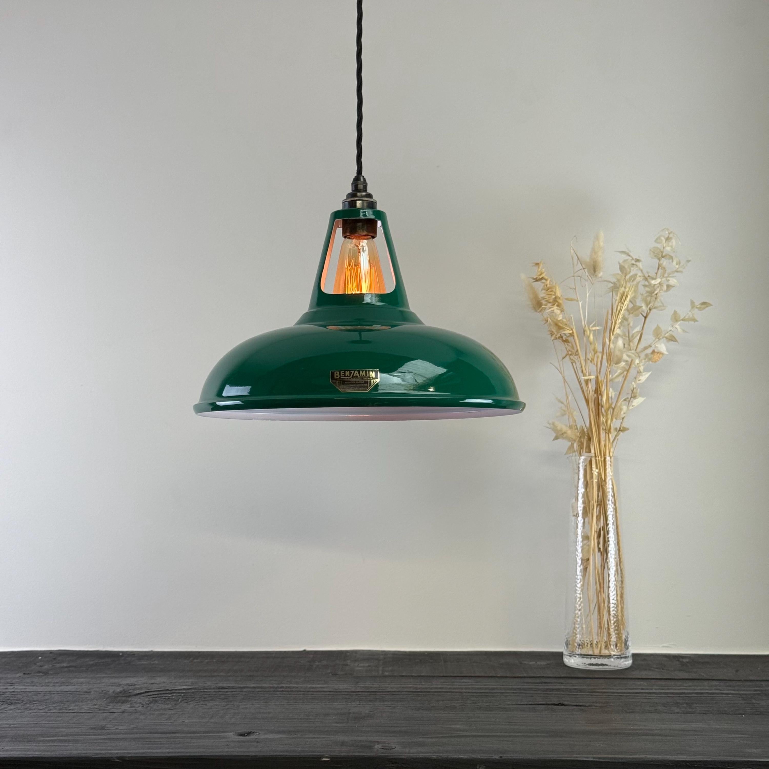 Cawston XL - Original Green Slotted Lampshade Pendant Set Light