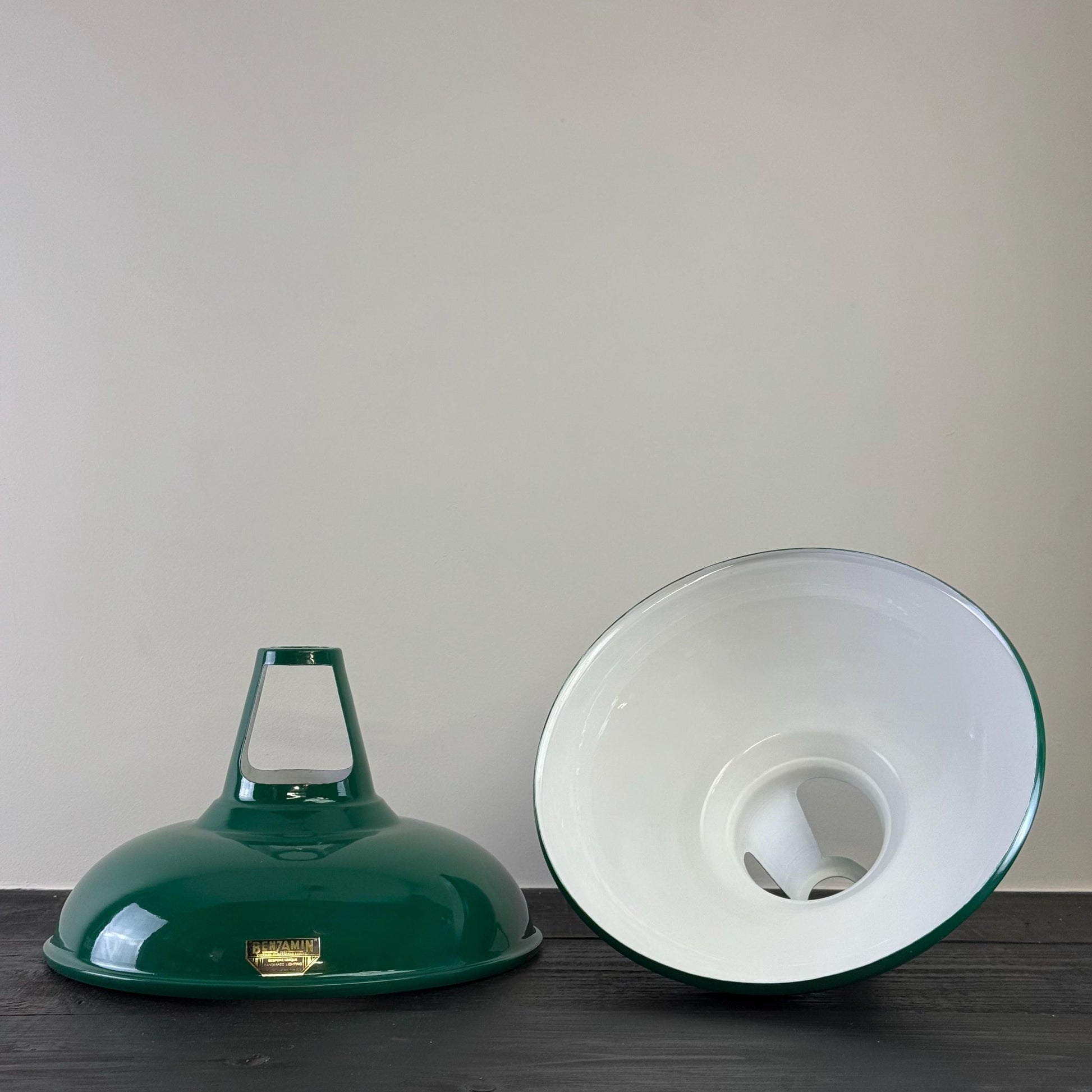 Cawston XL - Original Green Slotted Lampshade Pendant Set Light *Worn* - 14 Inch