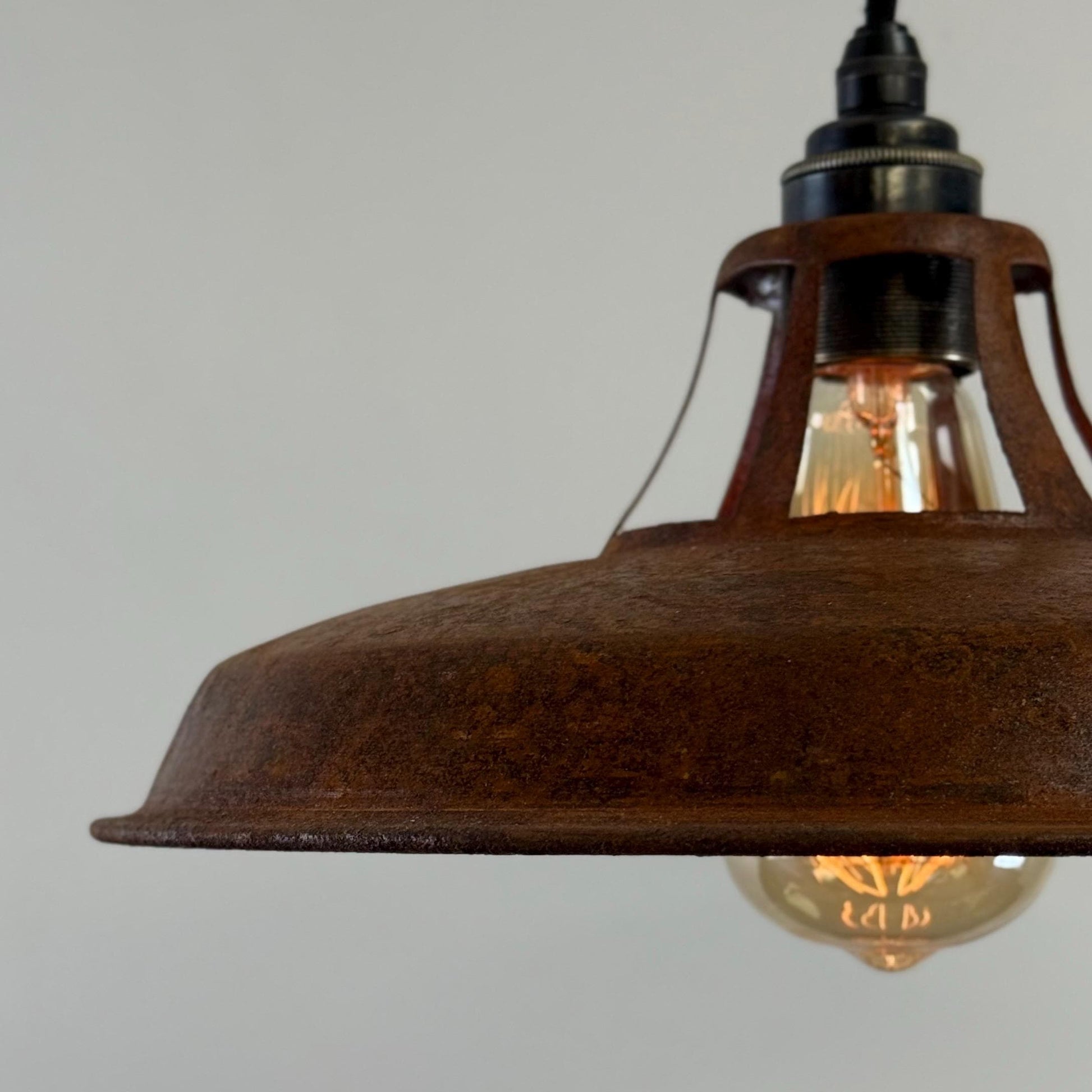 Bramerton ~ Rusted Industrial Benflux Lamp Shade Benflux Pendant Set Light - 12 Inch