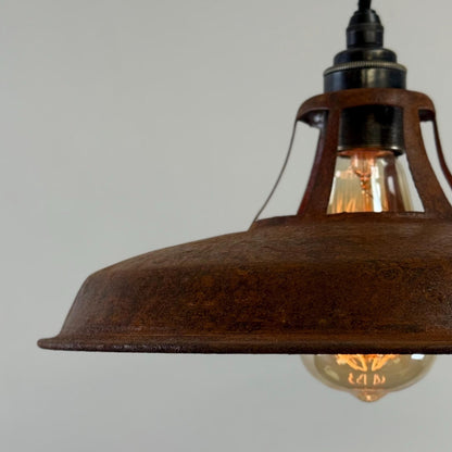 Bramerton ~ Rusted Industrial Benflux Lamp Shade Benflux Pendant Set Light - 12 Inch