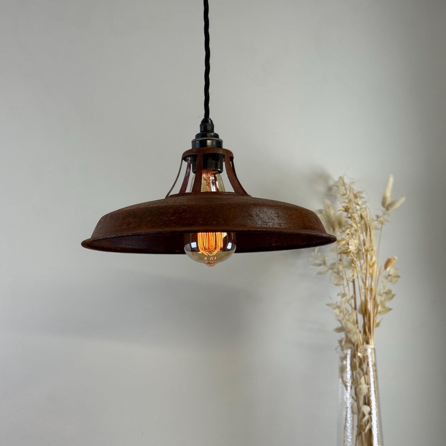 Bramerton ~ Rusted Industrial Benflux Lamp Shade Benflux Pendant Set Light - 12 Inch