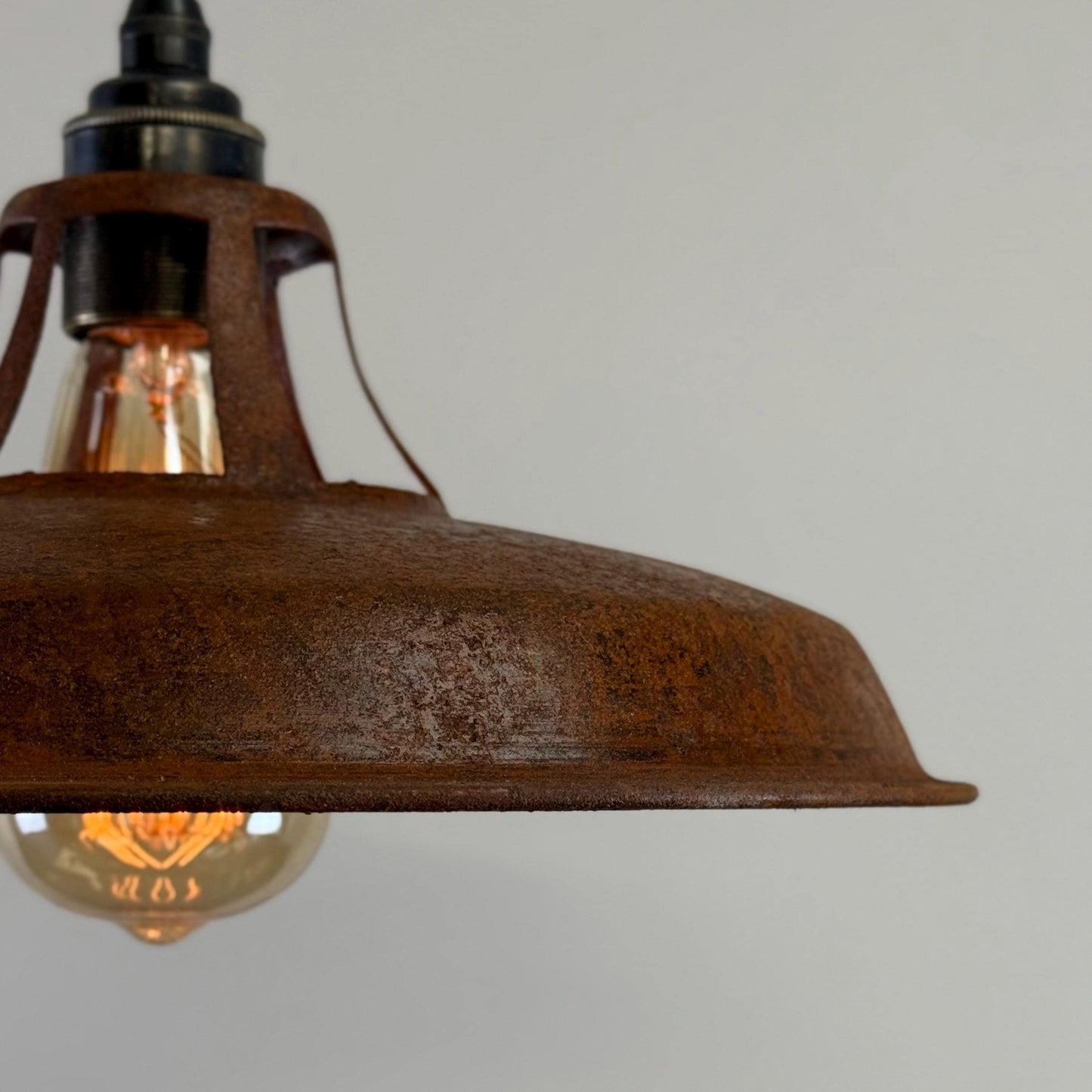 Bramerton ~ Rusted Industrial Benflux Lamp Shade Benflux Pendant Set Light - 12 Inch