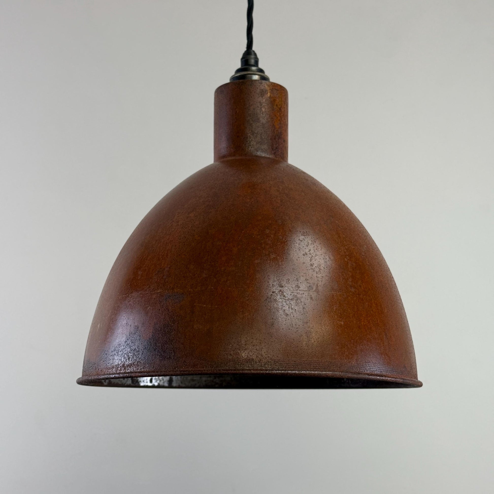 Warham ~ Rusted Solid Steel Industrial Shade Pendant Set Light | Ceiling Dining Room | Kitchen Table | Vintage 1 x Edison Filament Bulb