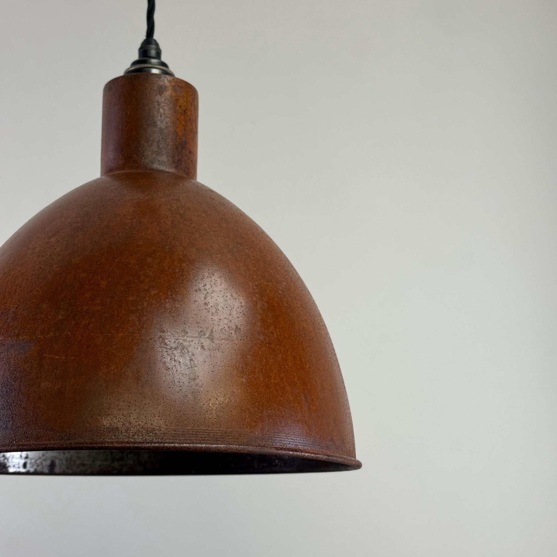 Warham ~ Rusted Solid Steel Industrial Shade Pendant Set Light | Ceiling Dining Room | Kitchen Table | Vintage 1 x Edison Filament Bulb