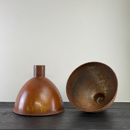 Warham ~ Rusted Solid Steel Industrial Shade Pendant Set Light | Ceiling Dining Room | Kitchen Table | Vintage 1 x Edison Filament Bulb