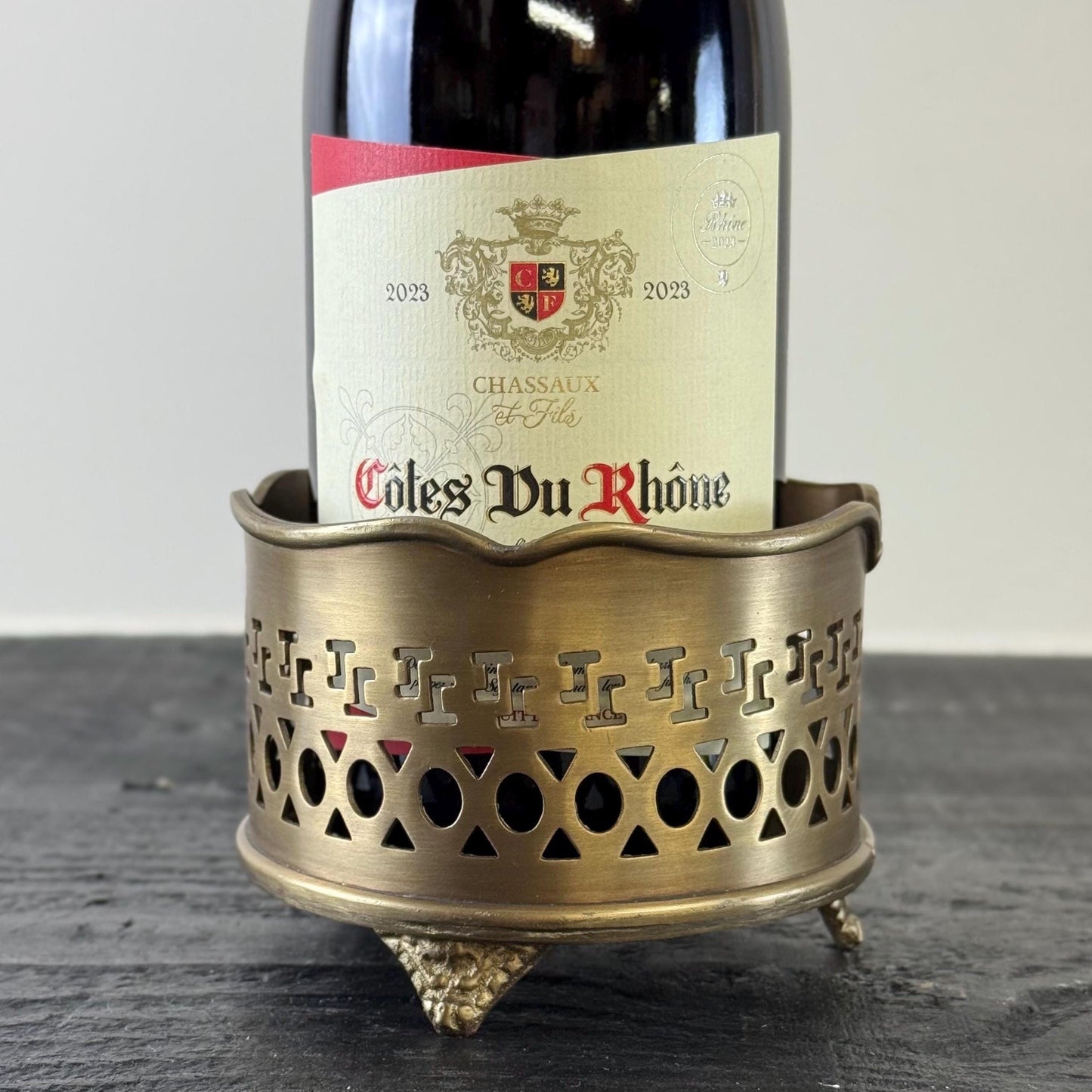 Luxury Vintage Antique Brass Wine Holder Ornante Bottle Stand Barware