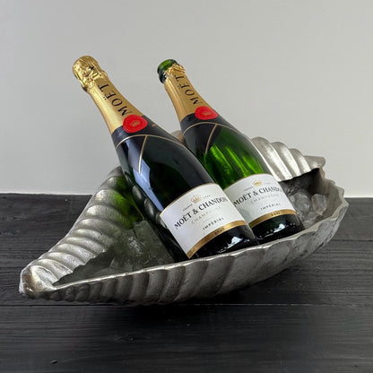Clam Shell Solid Cast Champagne Ice Bucket - Wine Cooler - Fruit Bowl