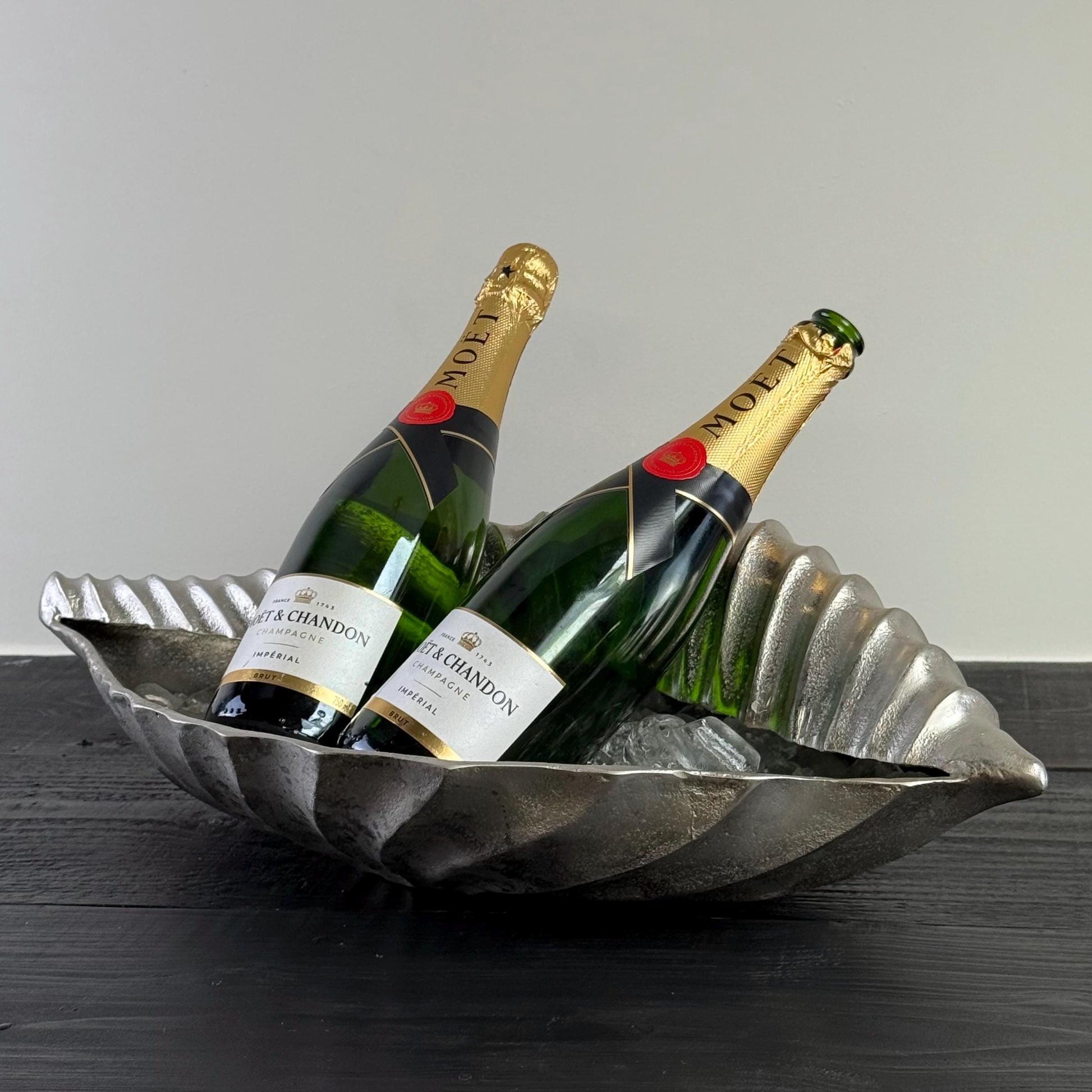 Clam Shell Solid Cast Champagne Ice Bucket - Wine Cooler - Fruit Bowl