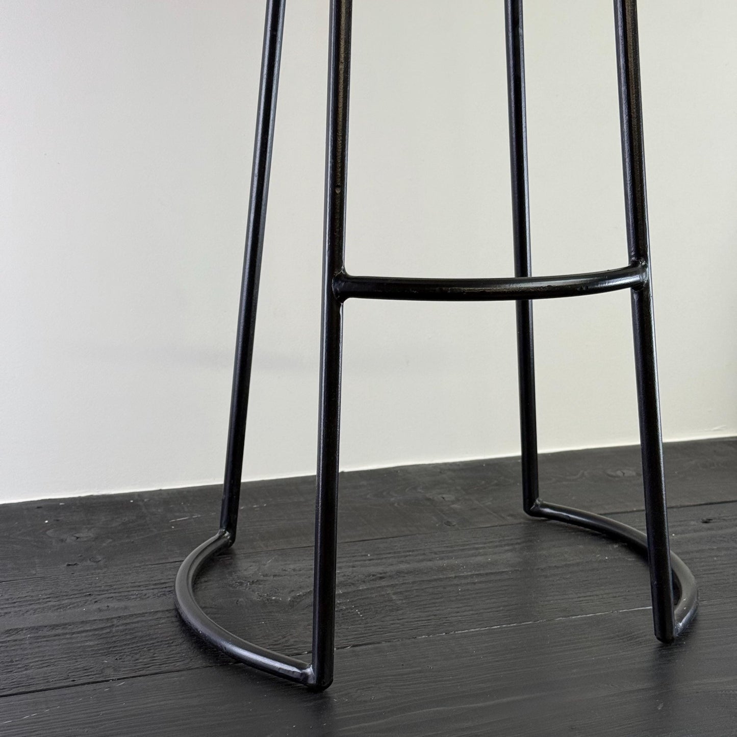 Solid Mango Wooden Top Bar Stool Hand Crafted | Solid Cast Metal | Floor Standing | Kitchen Black Iron | Industrial Tractor Seat