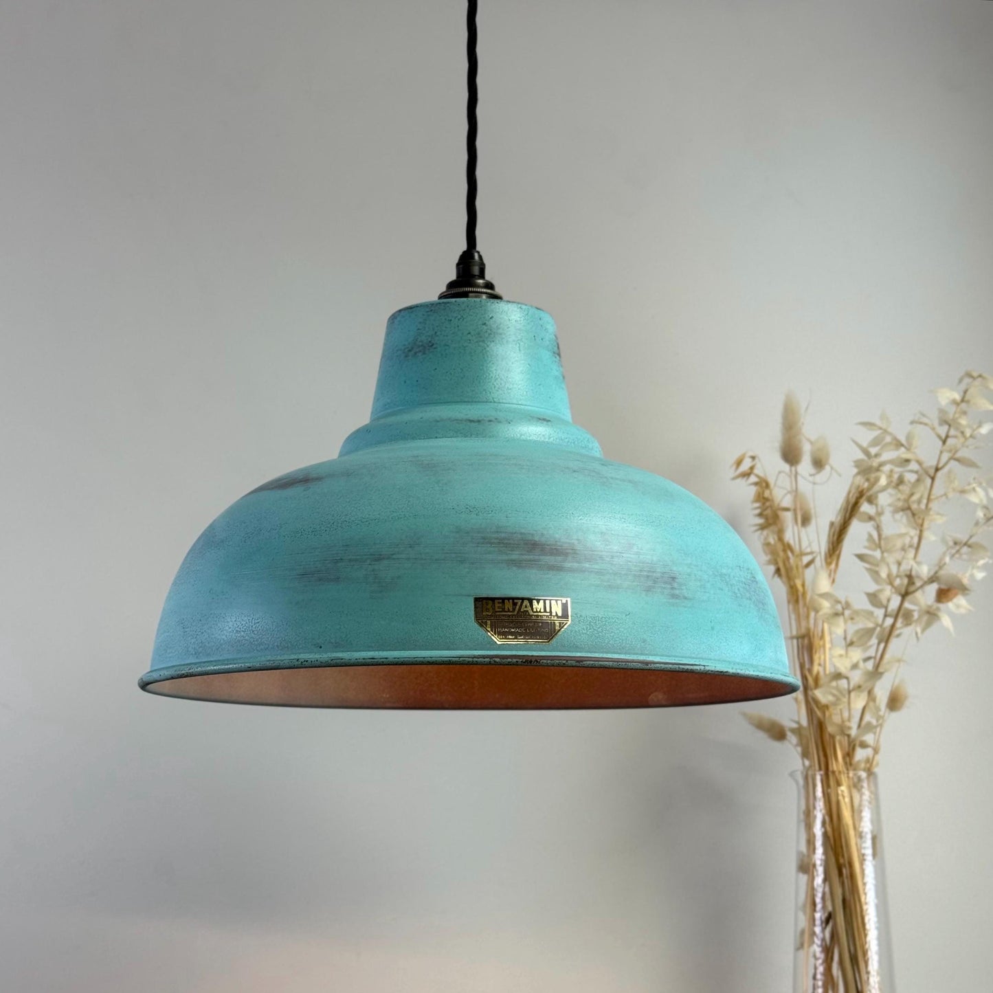 Salthouse XL ~ Verdigris Copper Patina Industrial Shade Light ~ 14.5 Inch
