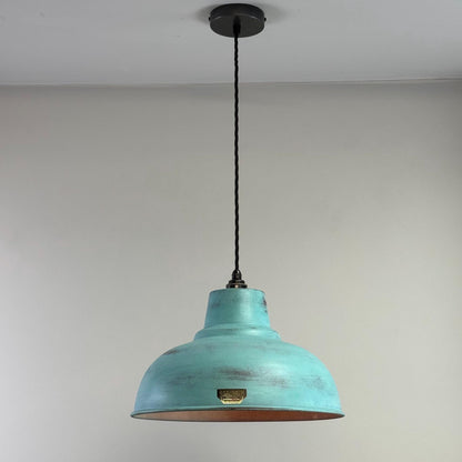 Salthouse XL ~ Verdigris Copper Patina Industrial Shade Light ~ 14.5 Inch