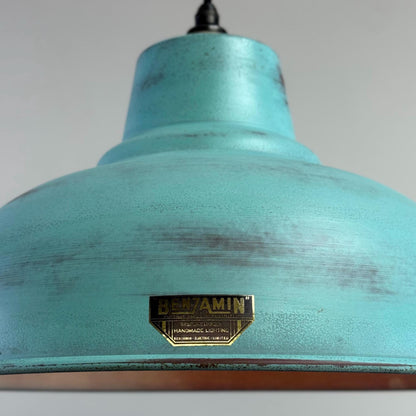 Salthouse XL ~ Verdigris Copper Patina Industrial Shade Light ~ 14.5 Inch
