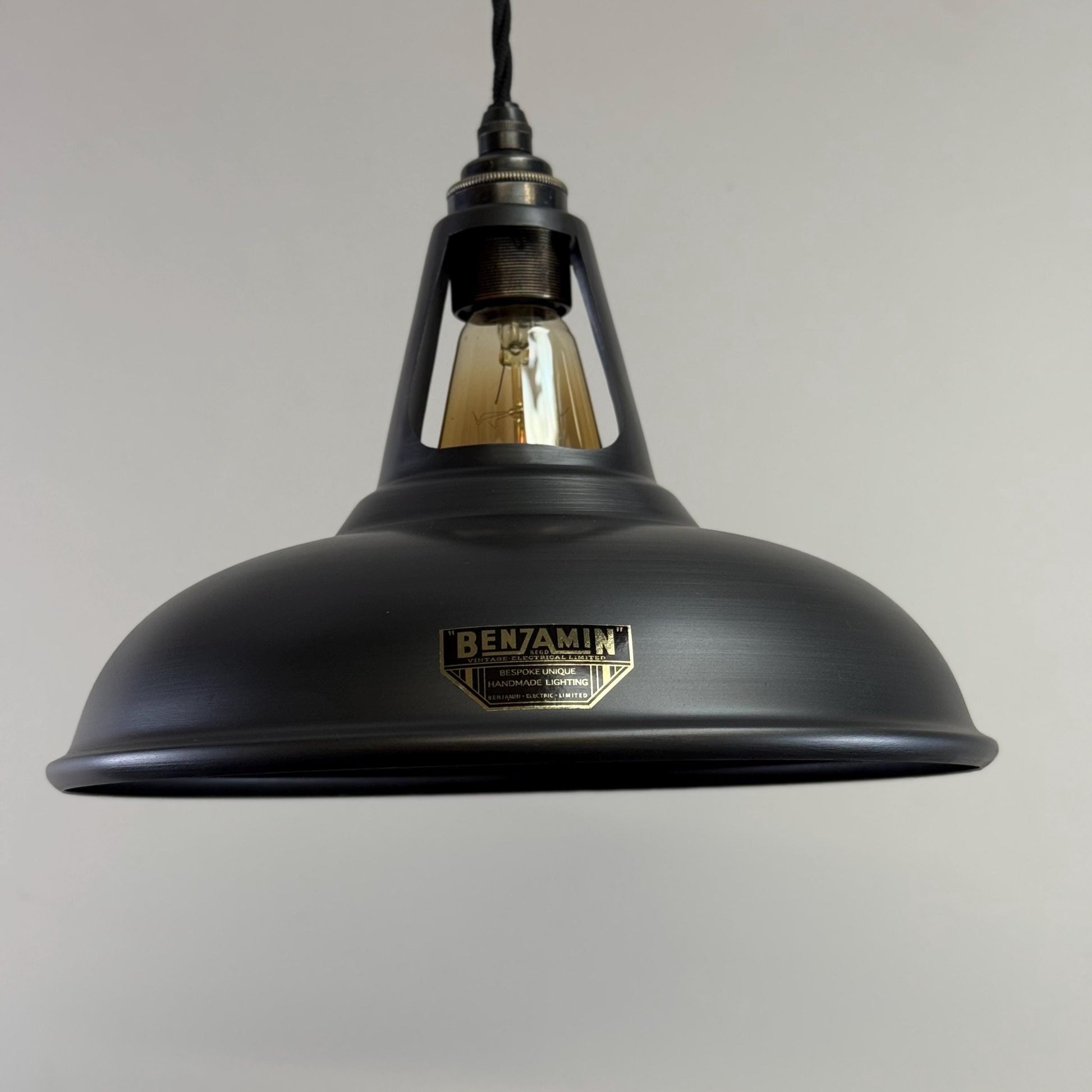 Cawston - Pewter Grey Coolicon Slotted Lampshade Pendant Set Light - 11 Inch