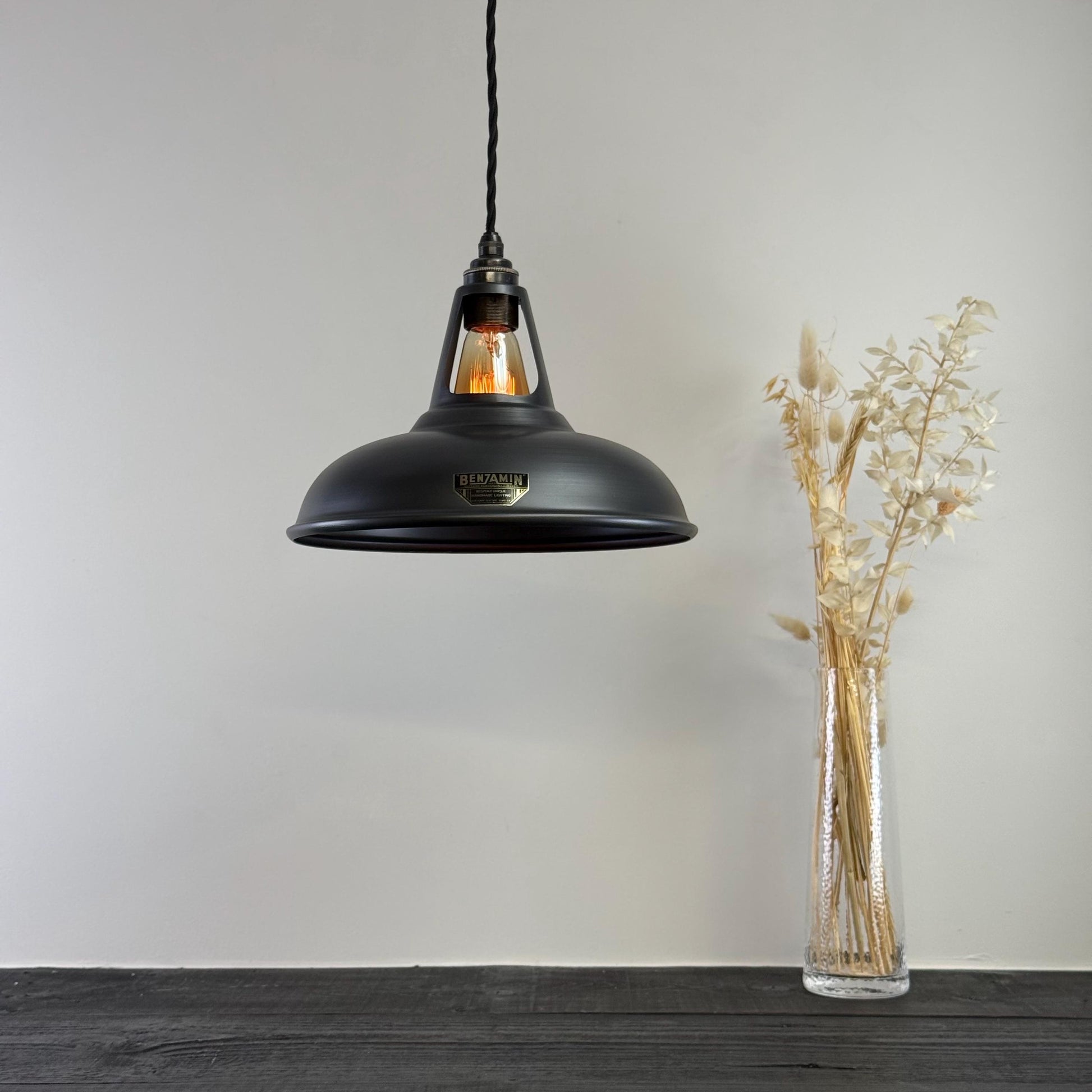 Cawston - Pewter Grey Coolicon Slotted Lampshade Pendant Set Light - 11 Inch