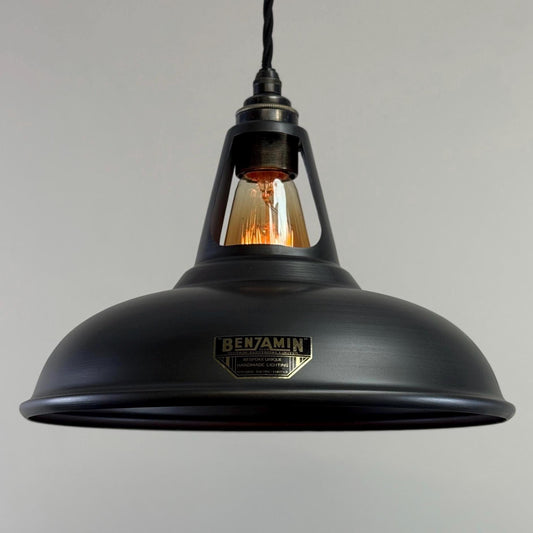 Cawston - Pewter Grey Coolicon Slotted Lampshade Pendant Set Light - 11 Inch