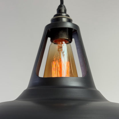 Cawston XL - Pewter Grey Lampshade Slotted Pendant Set Light - 14 Inch