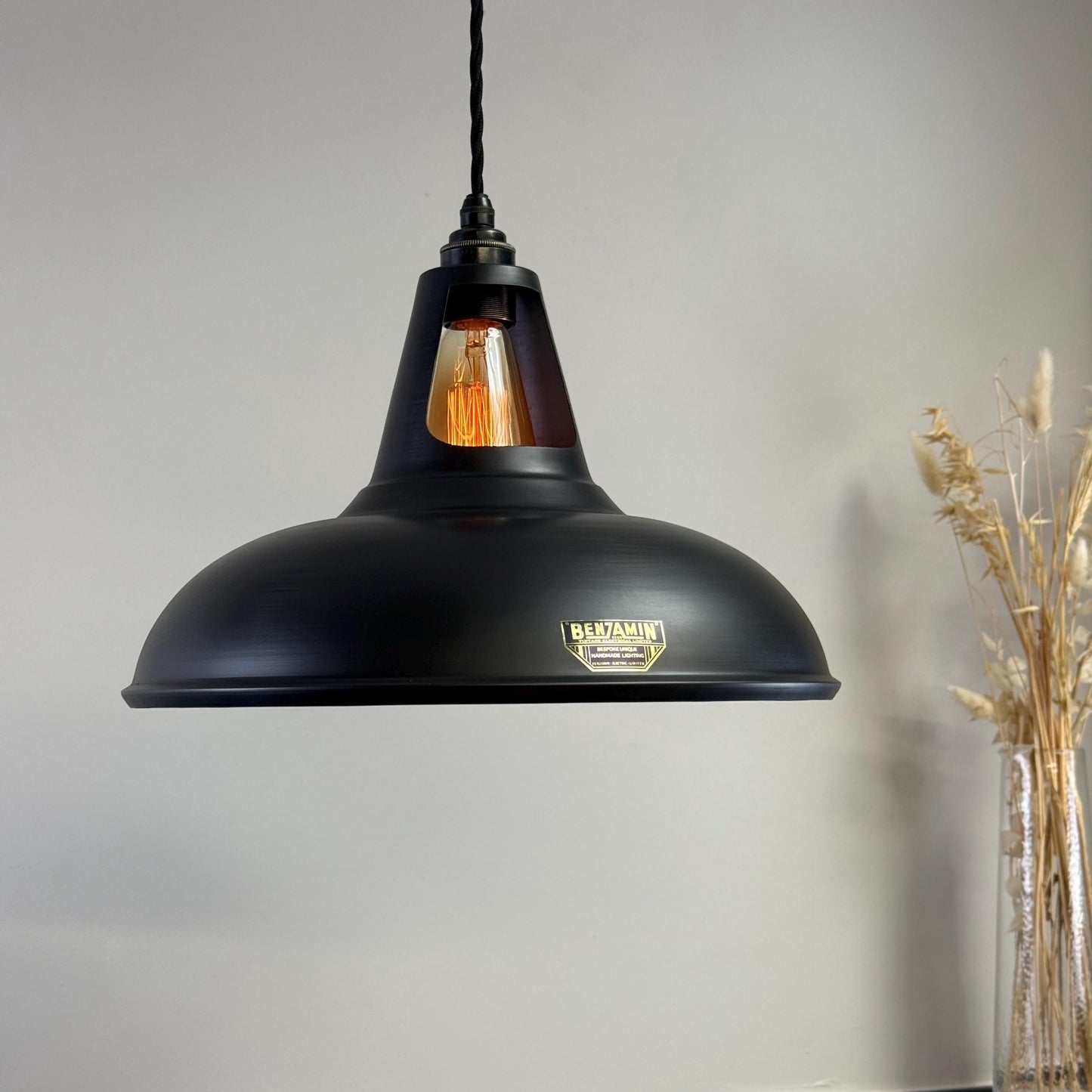 Cawston XL - Pewter Grey Lampshade Slotted Pendant Set Light - 14 Inch