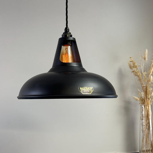 Cawston XL - Pewter Grey Lampshade Slotted Pendant Set Light - 14 Inch