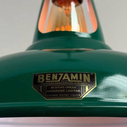 Cawston - Original Green Slotted Lampshade Pendant Set Light *Worn* - 11 Inch