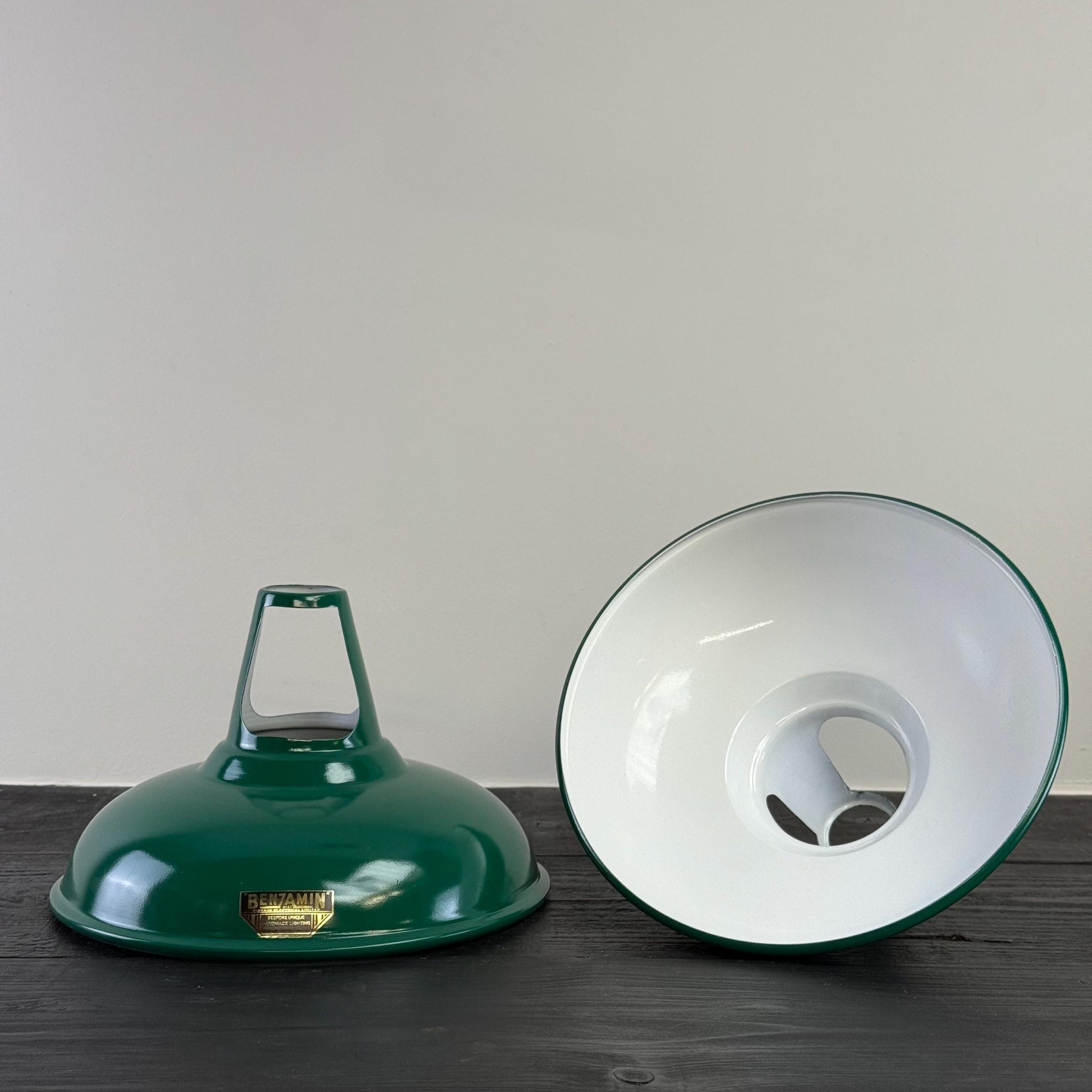 Cawston - Original Green Slotted Lampshade Pendant Set Light *Worn* - 11 Inch