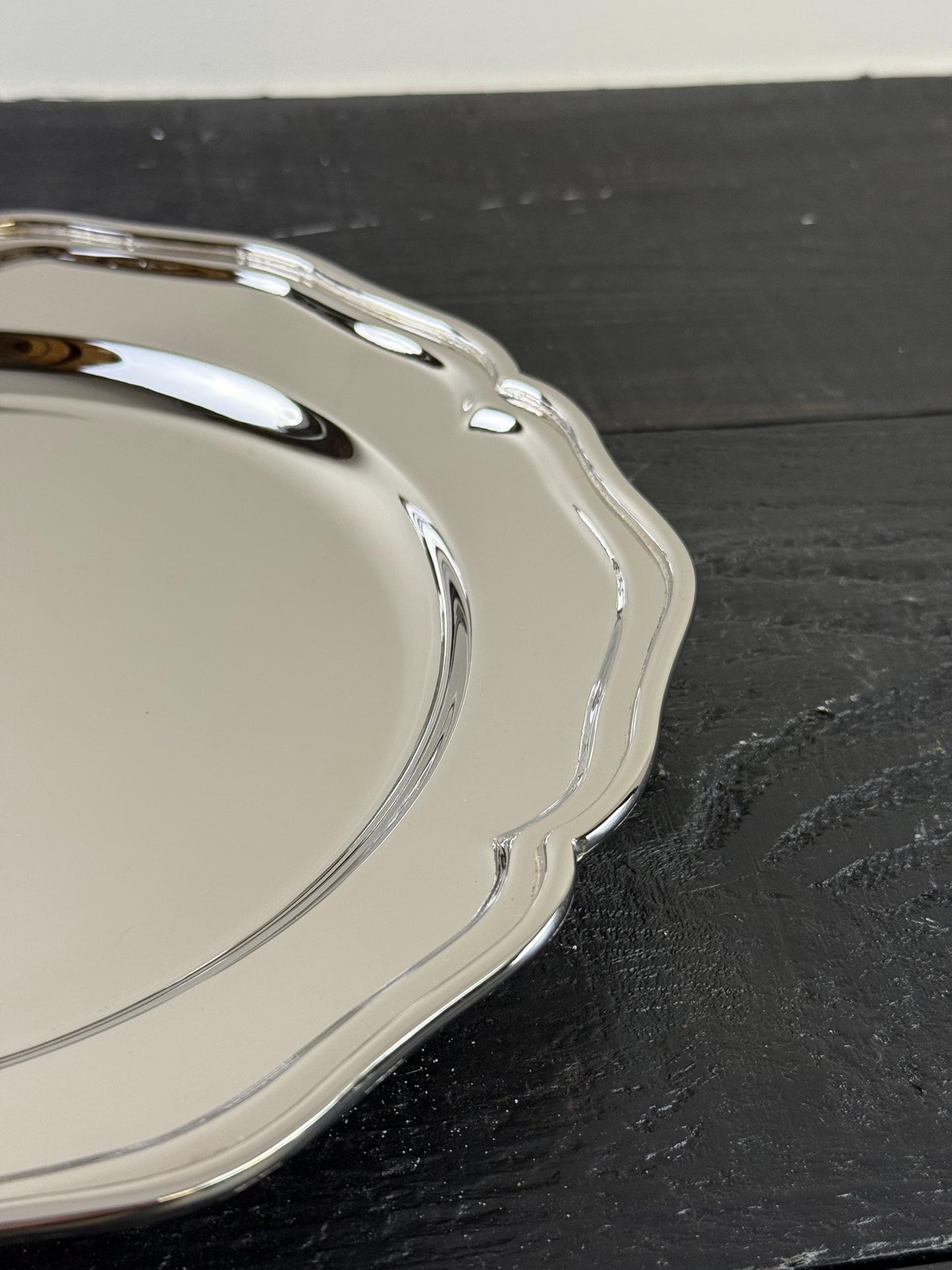 Maxlume ~ Solid Victorian Style Silver Finish Serving Cater Tray Mirror Finish