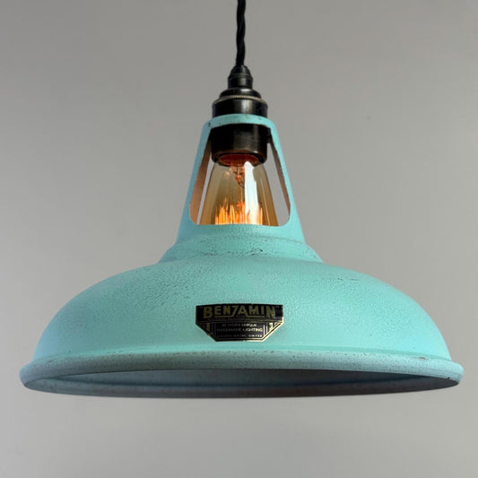 Cawston - Copper Verdigris Patina Finish Slotted Lampshade Pendant Ceiling Light - 11 Inch