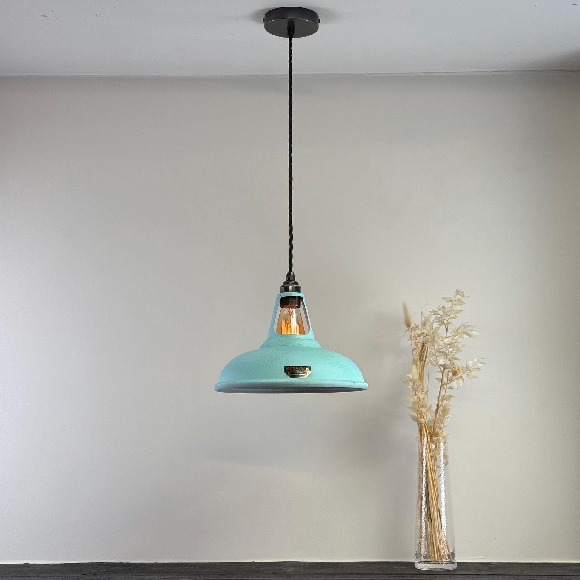 Cawston - Copper Verdigris Patina Finish Slotted Lampshade Pendant Ceiling Light - 11 Inch