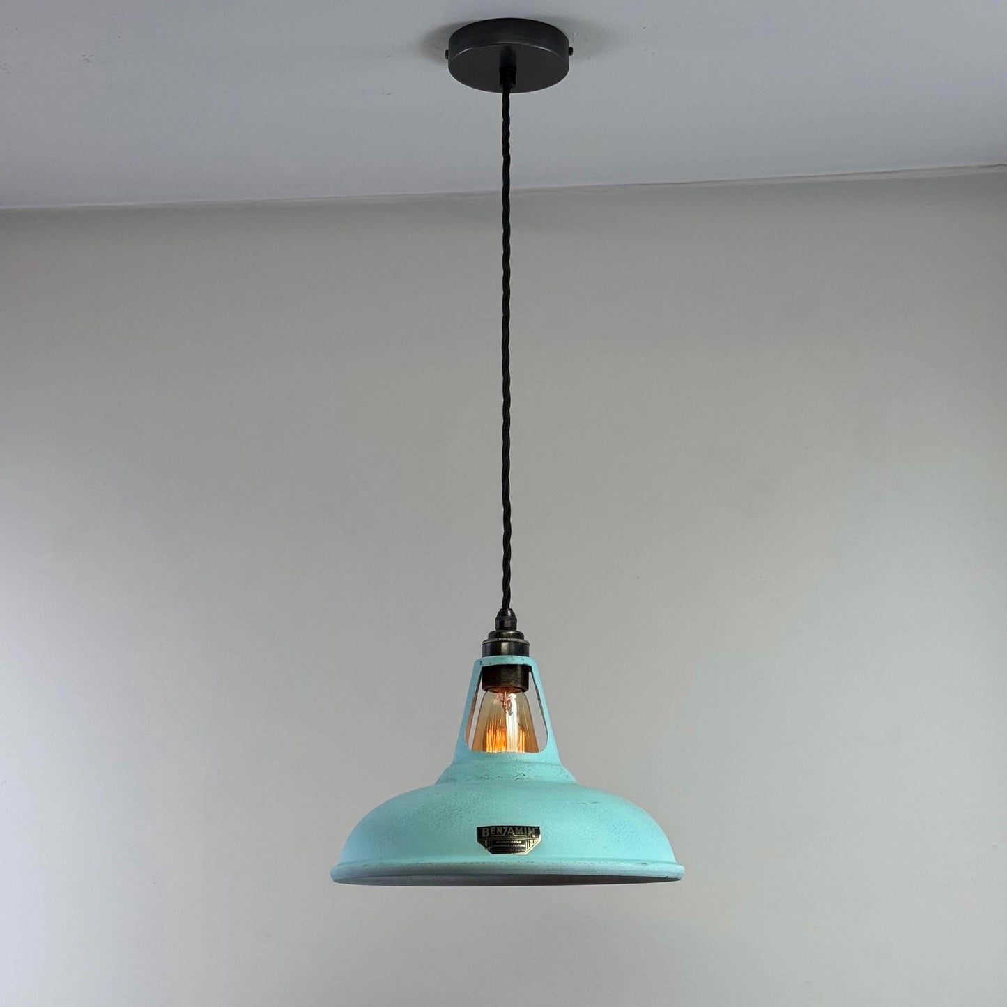 Cawston - Copper Verdigris Patina Finish Slotted Lampshade Pendant Ceiling Light - 11 Inch
