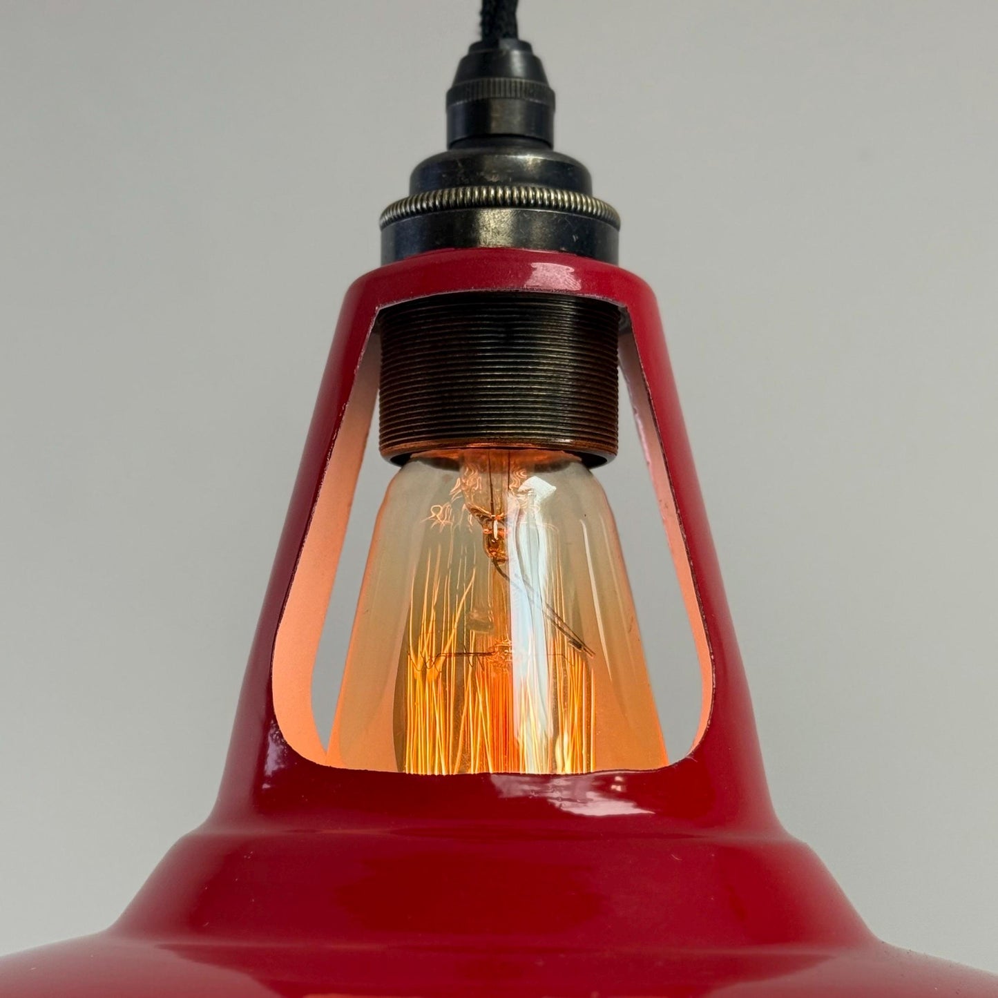 Cawston - British Red Slotted Lampshade Pendant Set Light *Worn* - 11 Inch