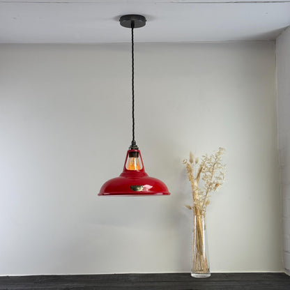 Cawston - British Red Slotted Lampshade Pendant Set Light *Worn* - 11 Inch