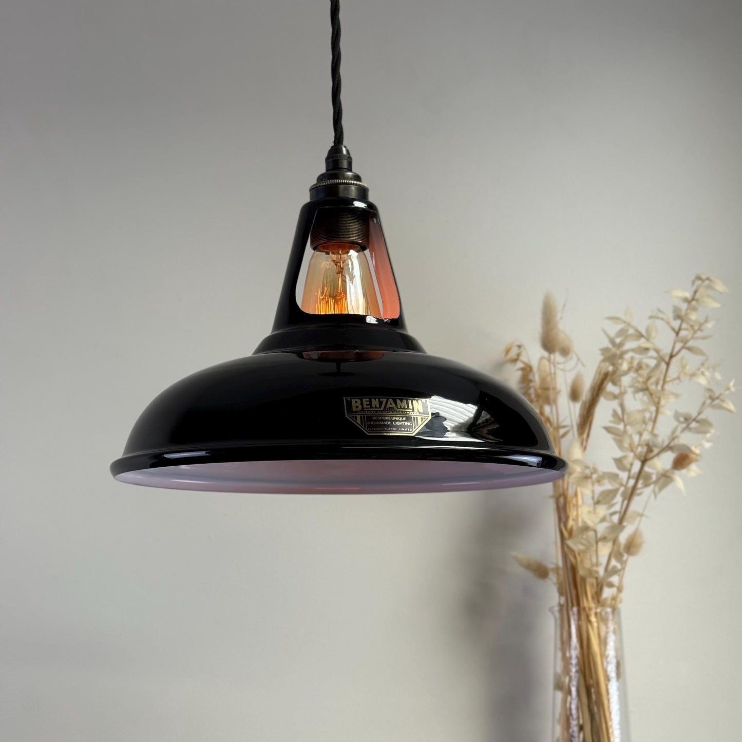 Cawston - Midnight Black Slotted Coolicon Lampshade Pendant Set Light *Worn* - 11 Inch