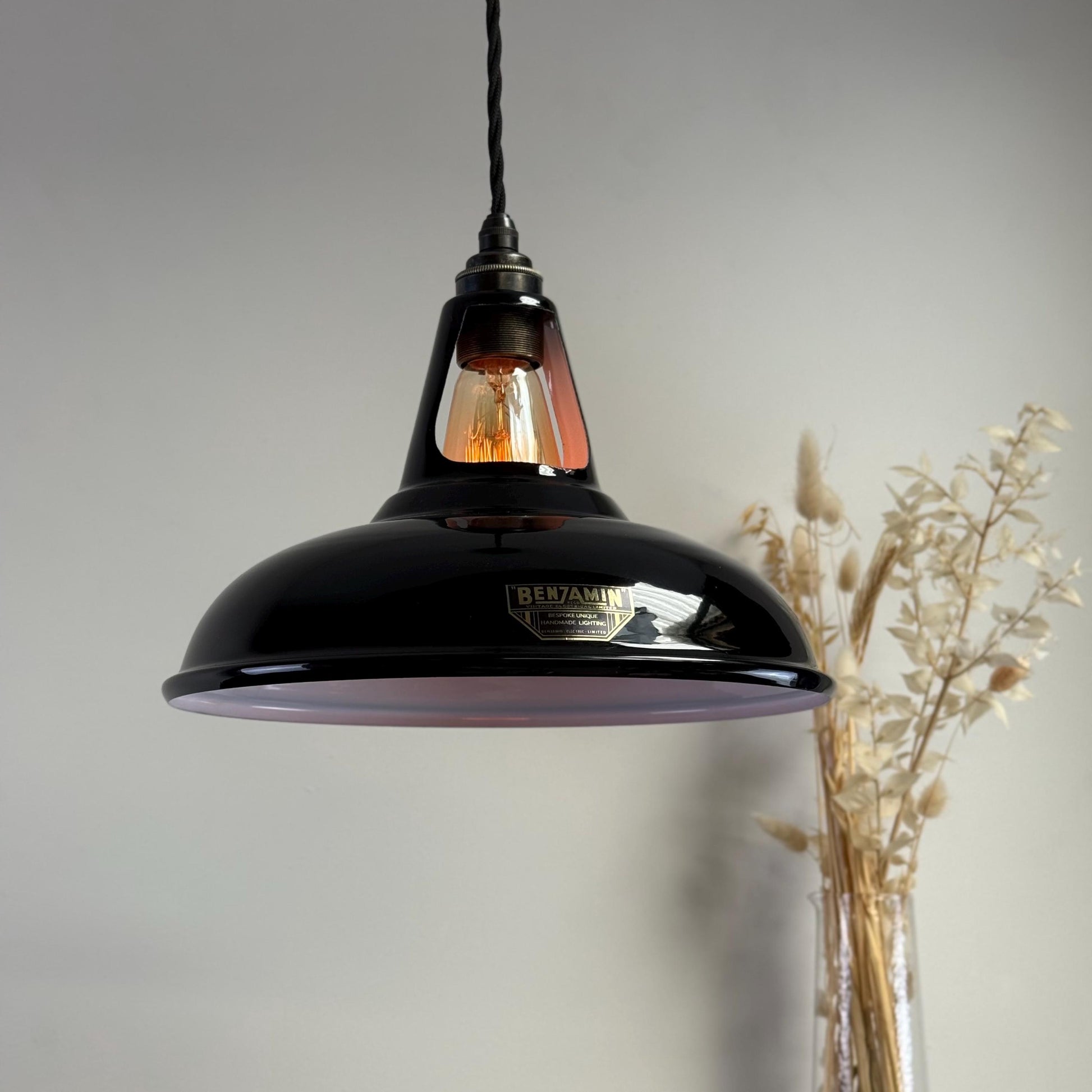 Cawston - Midnight Black Slotted Coolicon Lampshade Pendant Set Light *Worn* - 11 Inch