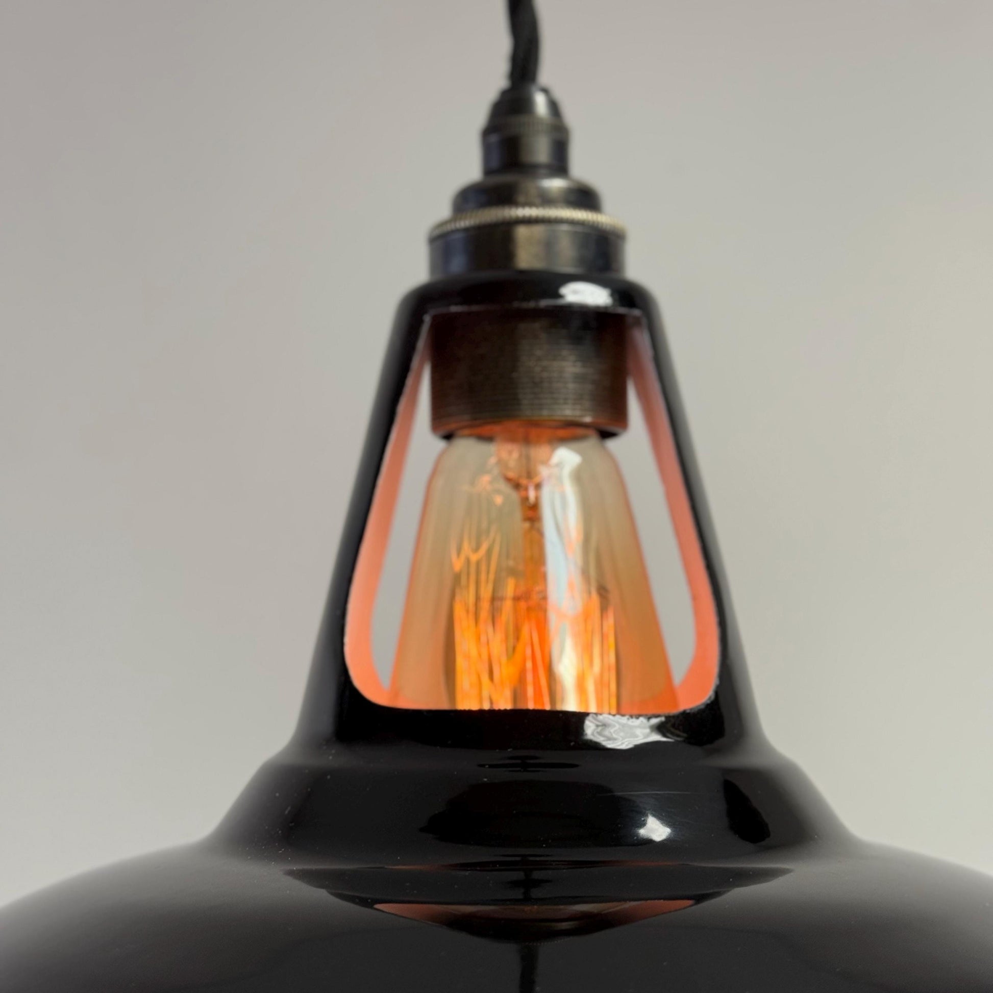 Cawston - Midnight Black Slotted Coolicon Lampshade Pendant Set Light *Worn* - 11 Inch