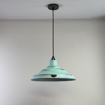 Bawsey ~ Copper Verdigris Lampshade Pendant Ceiling Light ~ 16 Inch