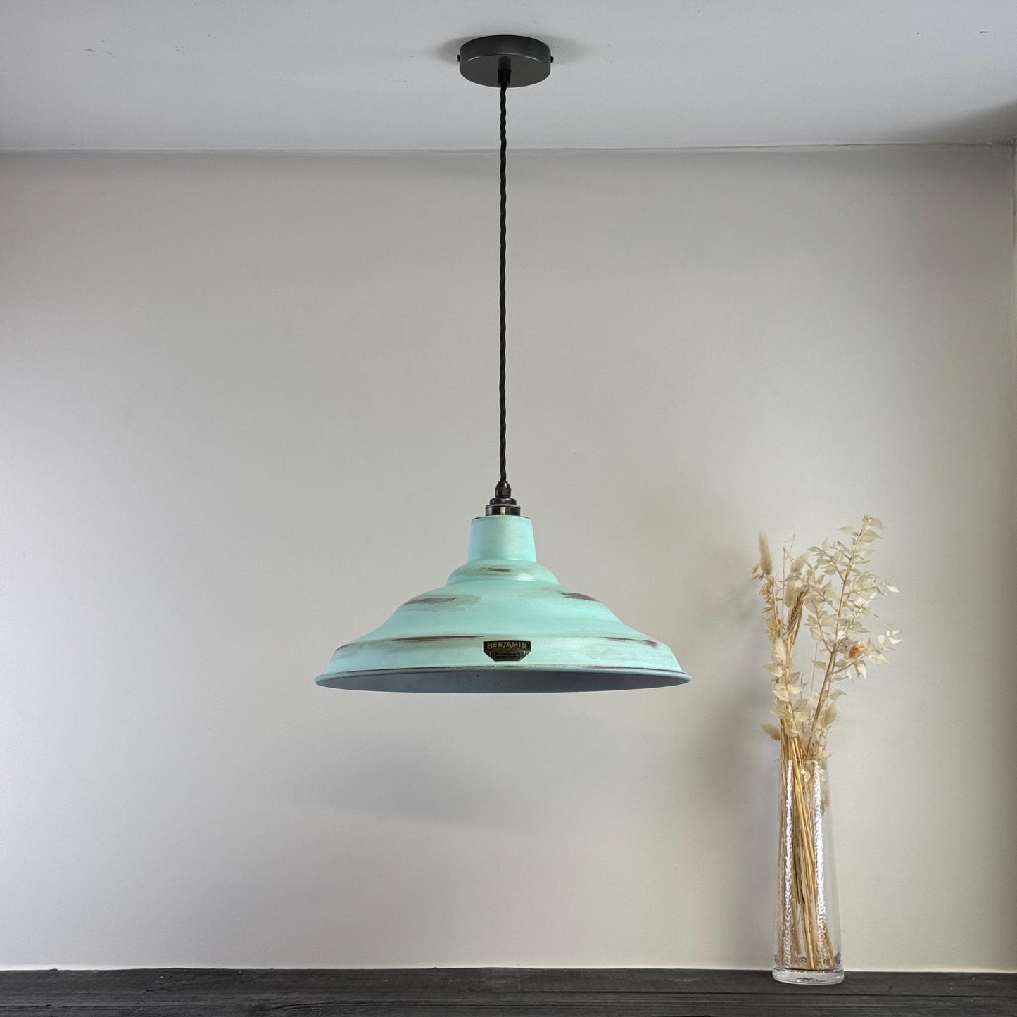 Bawsey ~ Copper Green Verdigris Lampshade Pendant Ceiling Light ~ 16 Inch