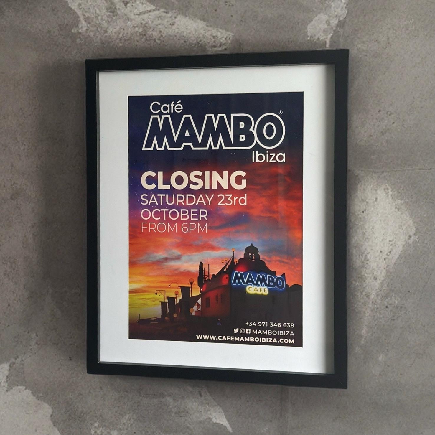 Café Mambo ~ Genuine Ibiza Framed Dj Artwork | Hi Ibiza | A3 Luxury Black Frame