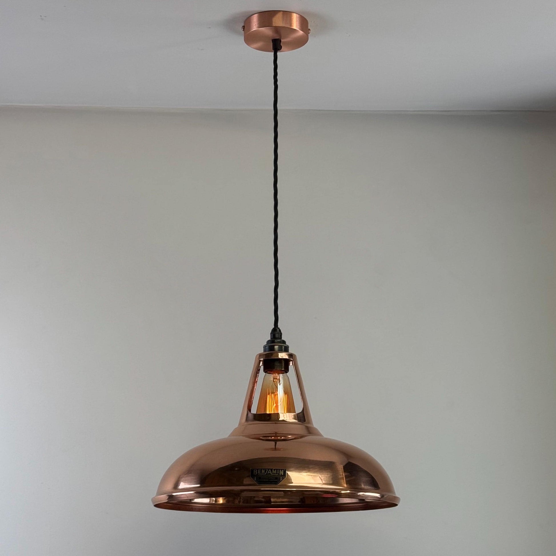 Cawston XL - Genuine Solid Copper Slotted Lampshade Pendant Set Light *Factory Second* - 14 Inch