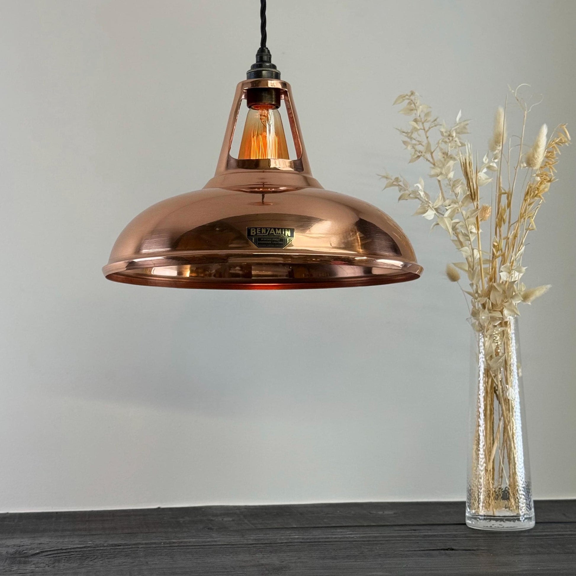 Cawston XL - Genuine Solid Copper Slotted Lampshade Pendant Set Light *Factory Second* - 14 Inch