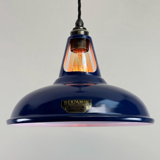 Cawston - Royal Blue Slotted Lampshade Pendant Set Light *Factory Second* - 11 Inch
