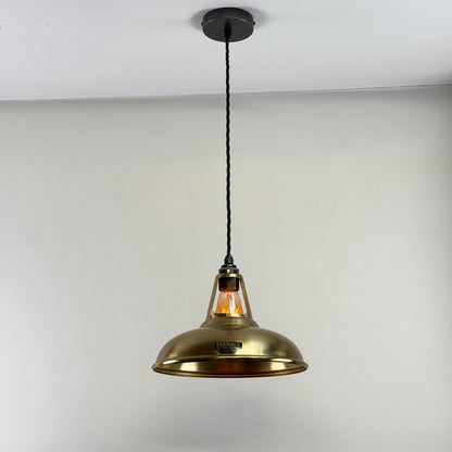 Cawston - Antique Brushed Brass Coolicon Slotted Lampshade Pendant Ceiling Light - 11 Inch
