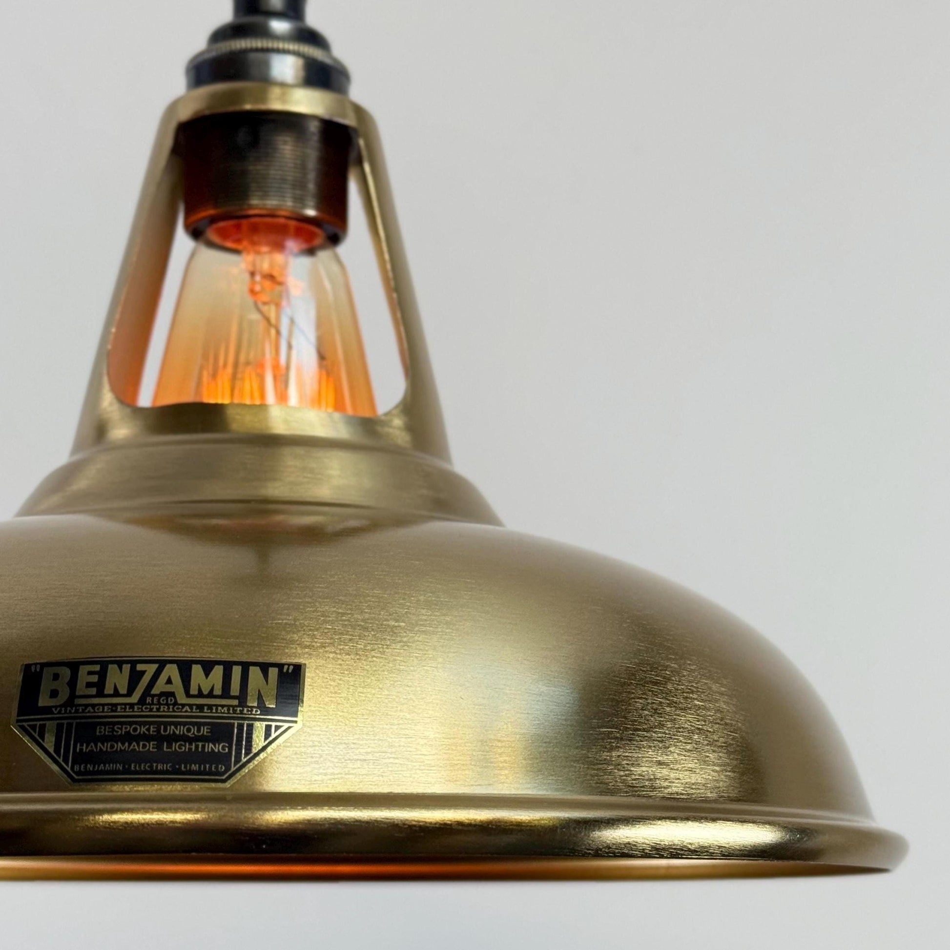 Cawston - Antique Brushed Brass Coolicon Slotted Lampshade Pendant Ceiling Light - 11 Inch