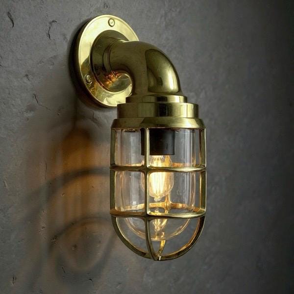 Beachamwell ~ Bulkhead Outdoor & Bathroom Wall Light | Solid Brass | 10.5 Inch